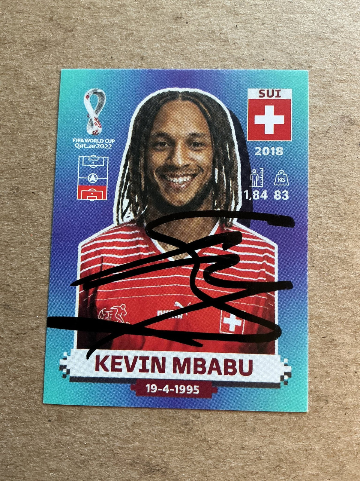Kevin Mbabu, Switzerland 🇨🇭 FIFA World Cup 2022 Panini hand signed - Autographs-World