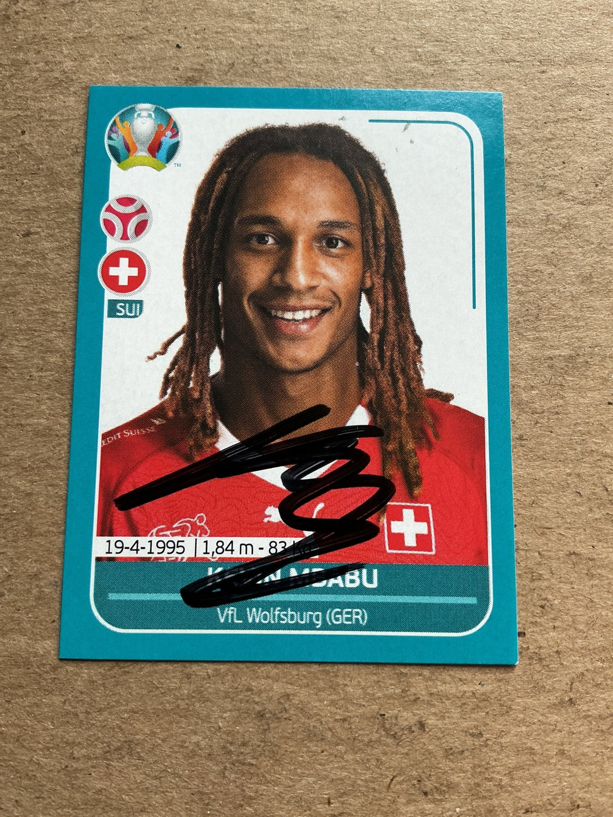 Kevin Mbabu, Switzerland 🇨🇭 UEFA Euro 2020 Panini hand signed - Autographs-World