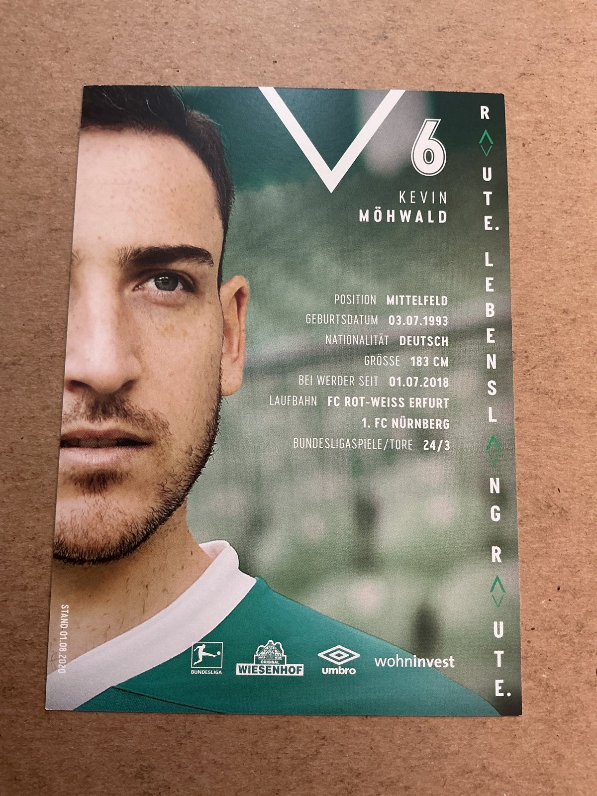 Kevin Möhwald, Germany 🇩🇪 SV Werder Bremen 2020/21 hand signed - Autographs-World