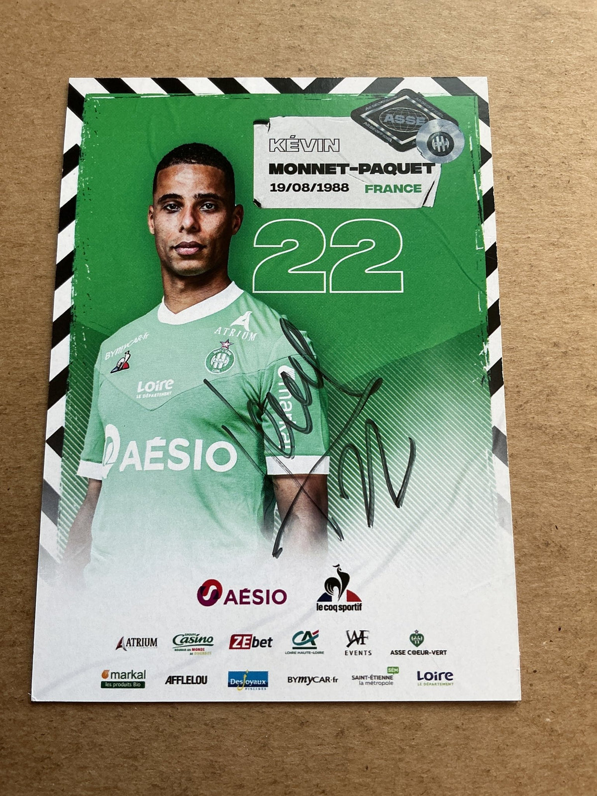 Kévin Monnet-Paquet, France 🇫🇷 AS Saint-Étienne 2020/21 hand signed - Autographs-World