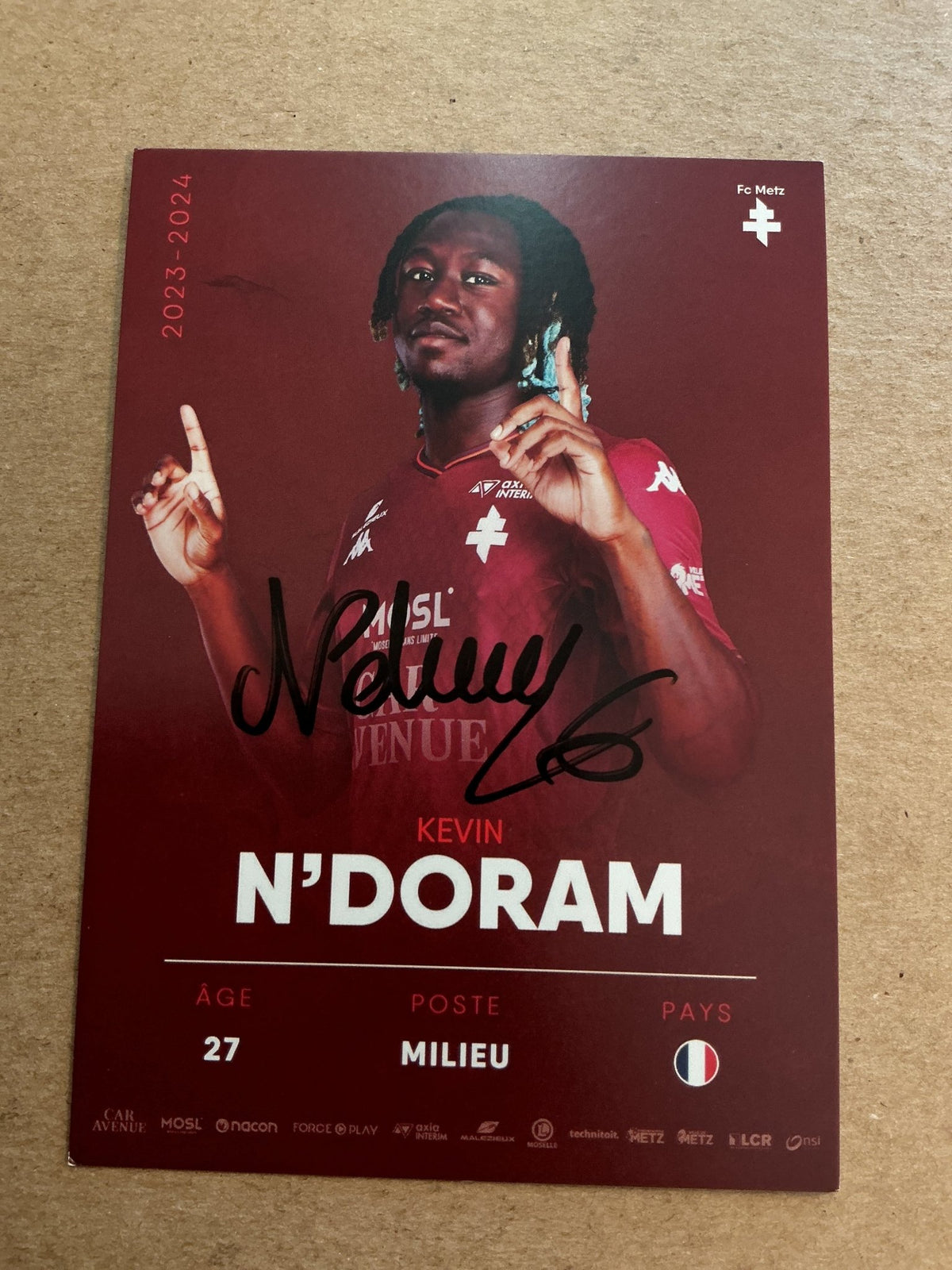 Kevin N’Doram, France 🇫🇷 FC Metz 2023/24 hand signed - Autographs-World