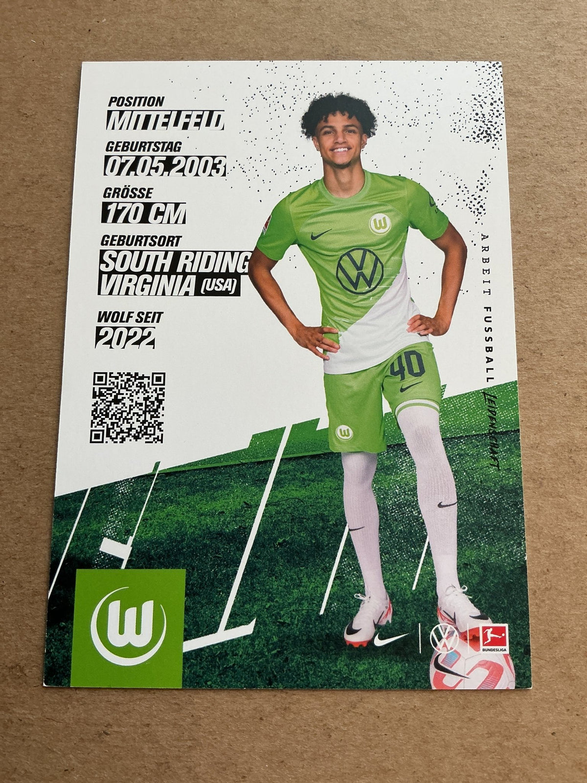 Kevin Paredes, USA 🇺🇸 VfL Wolfsburg 2023/24 hand signed - Autographs-World