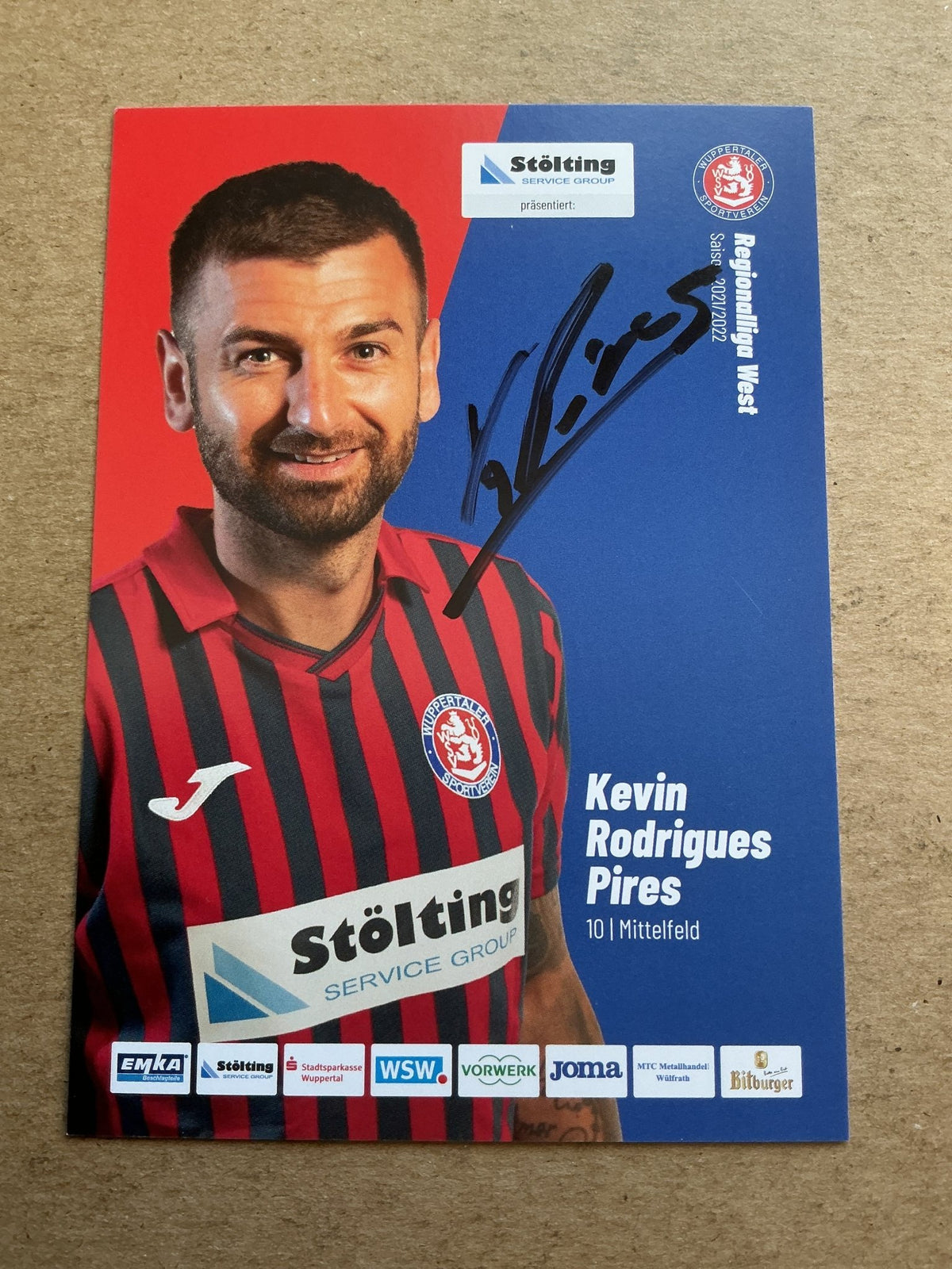 Kevin Rodrigues Pires, Portugal 🇵🇹 Wuppertaler SV 2021/22 hand signed - Autographs-World