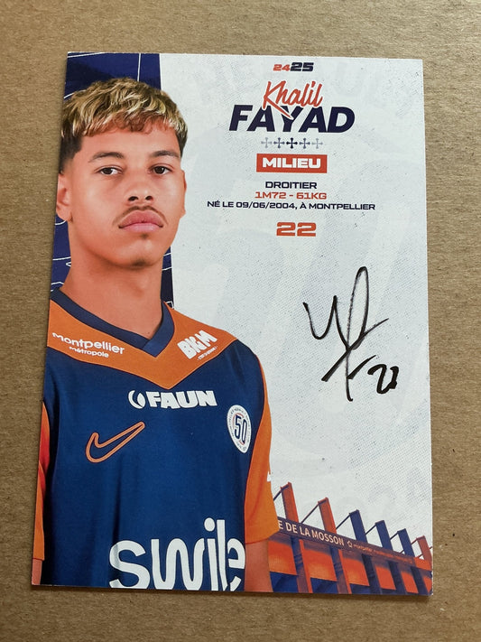 Khalil Fayad, Morocco 🇲🇦 Montpellier HSC 2024/25 hand signed - Autographs-World