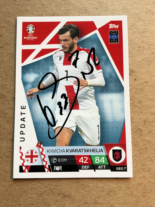 Khvicha Kvaratskhelia, Georgia 🇬🇪 UEFA Euro 2024 hand signed - Autographs-World