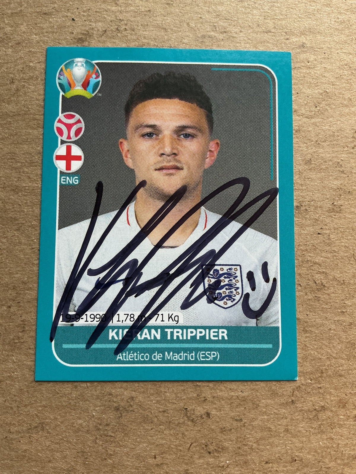 Kieran Trippier, England 🏴󠁧󠁢󠁥󠁮󠁧󠁿 UEFA Euro 2020 Panini hand signed - Autographs-World