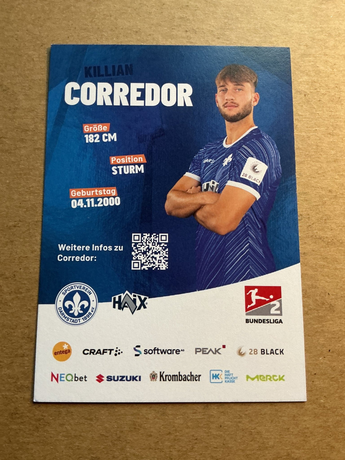 Killian Corredor, France 🇫🇷 SV Darmstadt 98 2023/24 hand signed - Autographs-World