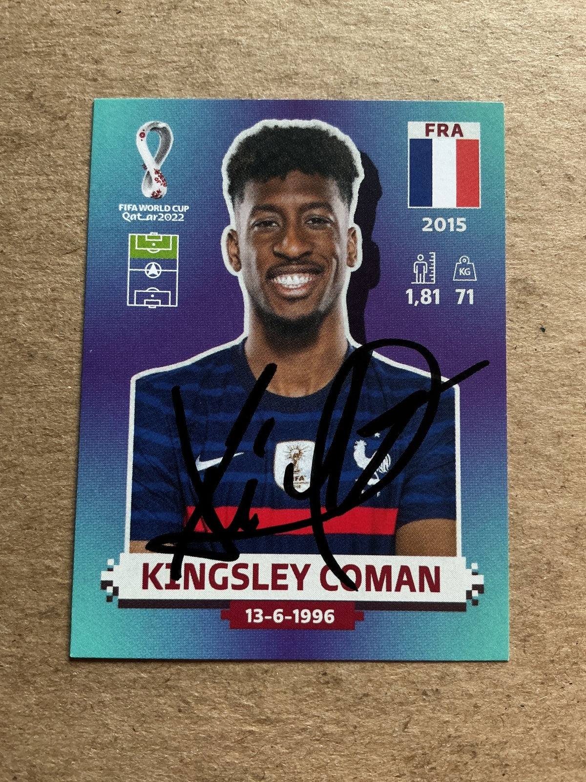 Kingsley Coman, France 🇫🇷 FIFA World Cup 2022 Panini hand signed - Autographs-World