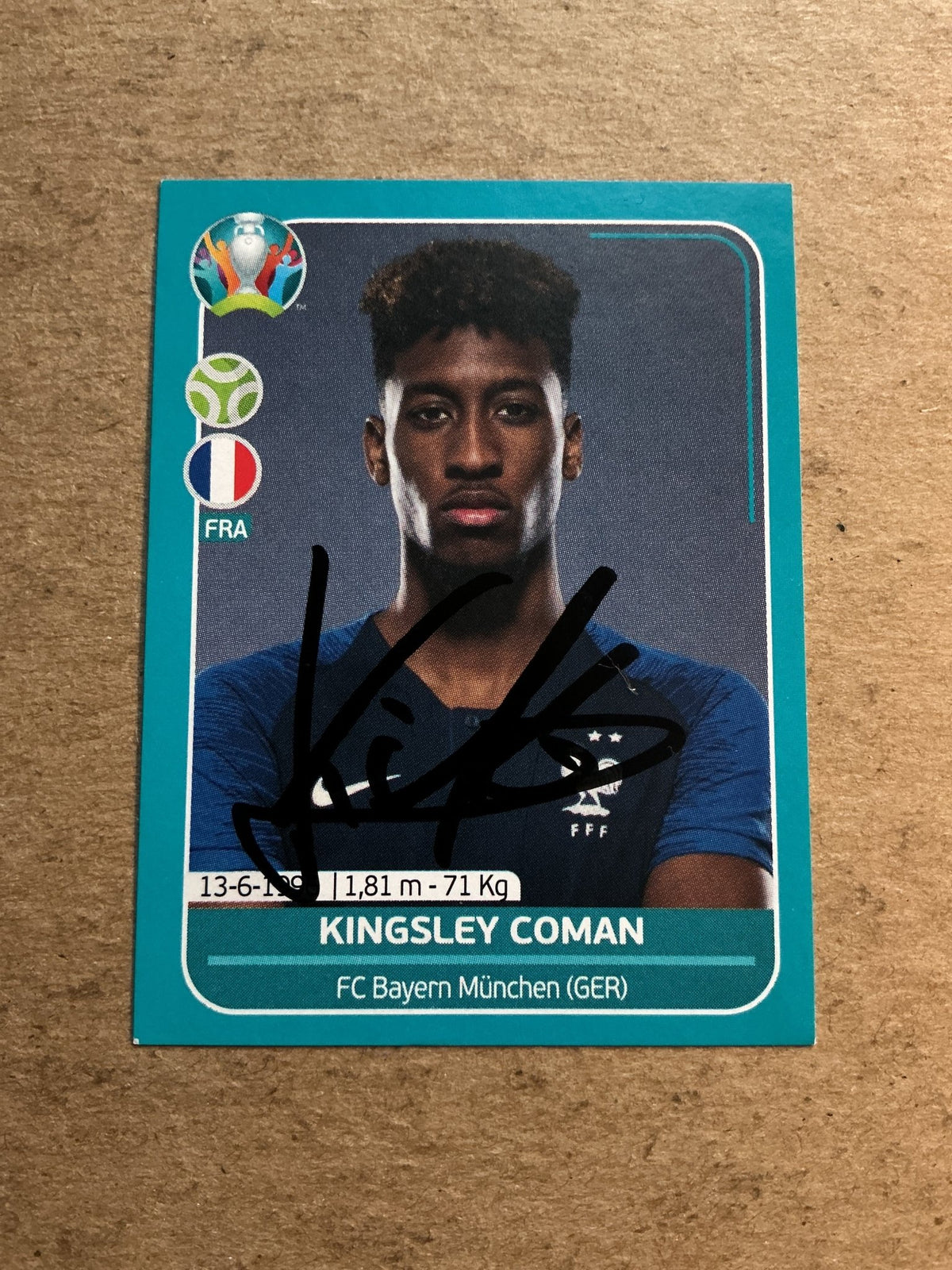 Kingsley Coman, France 🇫🇷 UEFA Euro 2020 Panini hand signed - Autographs-World