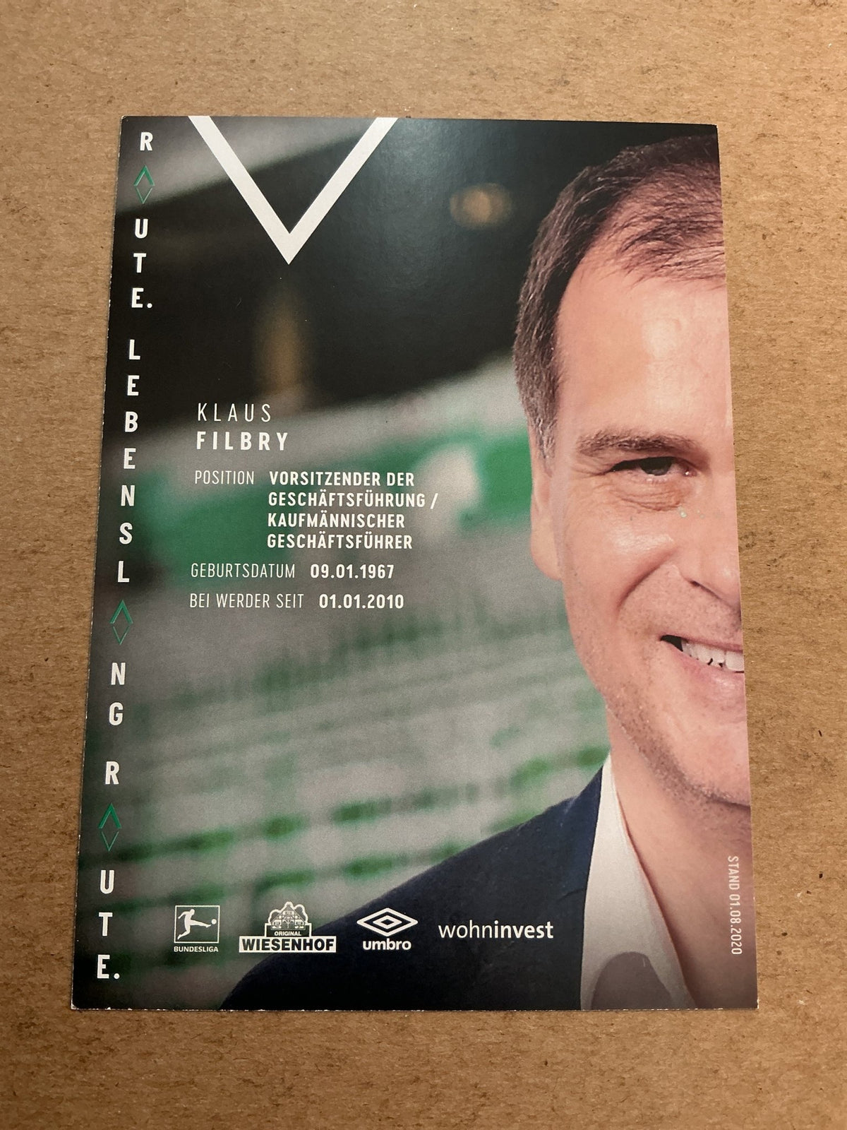 Klaus Filbry, Germany 🇩🇪 SV Werder Bremen 2020/21 hand signed - Autographs-World