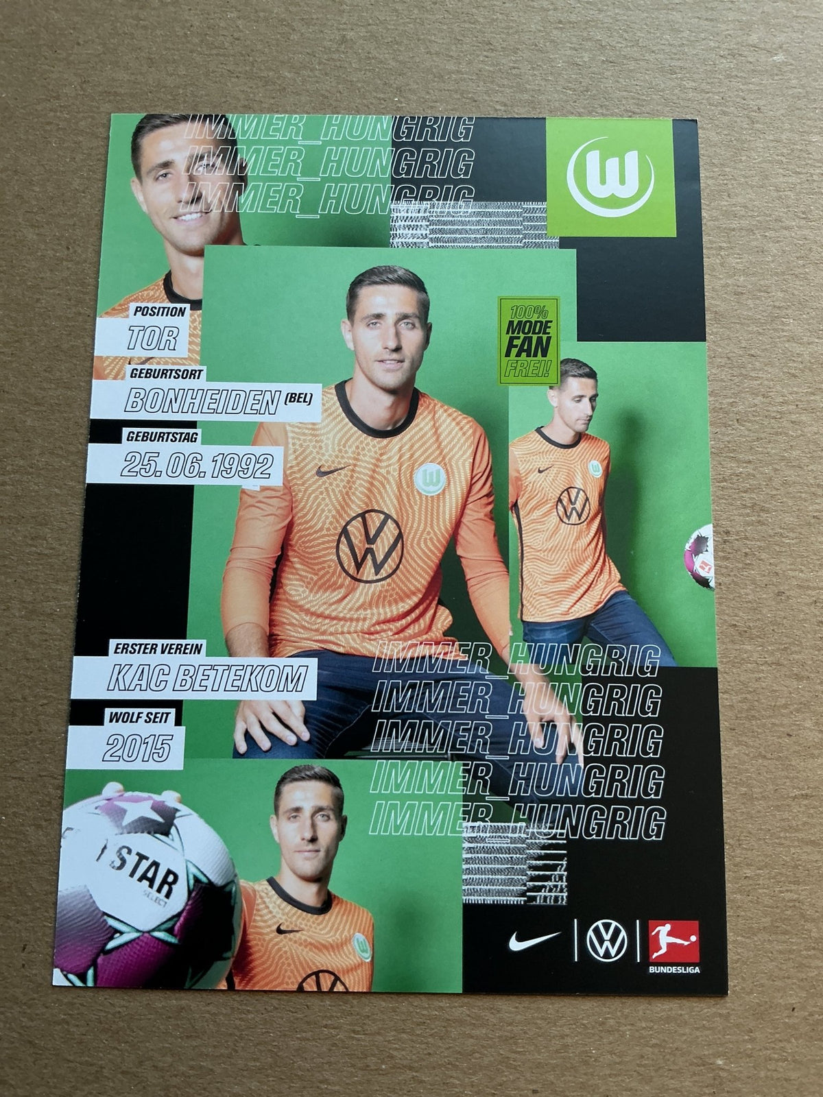 Koen Casteels, Belgium 🇧🇪 VfL Wolfsburg 2020/21 hand signed - Autographs-World