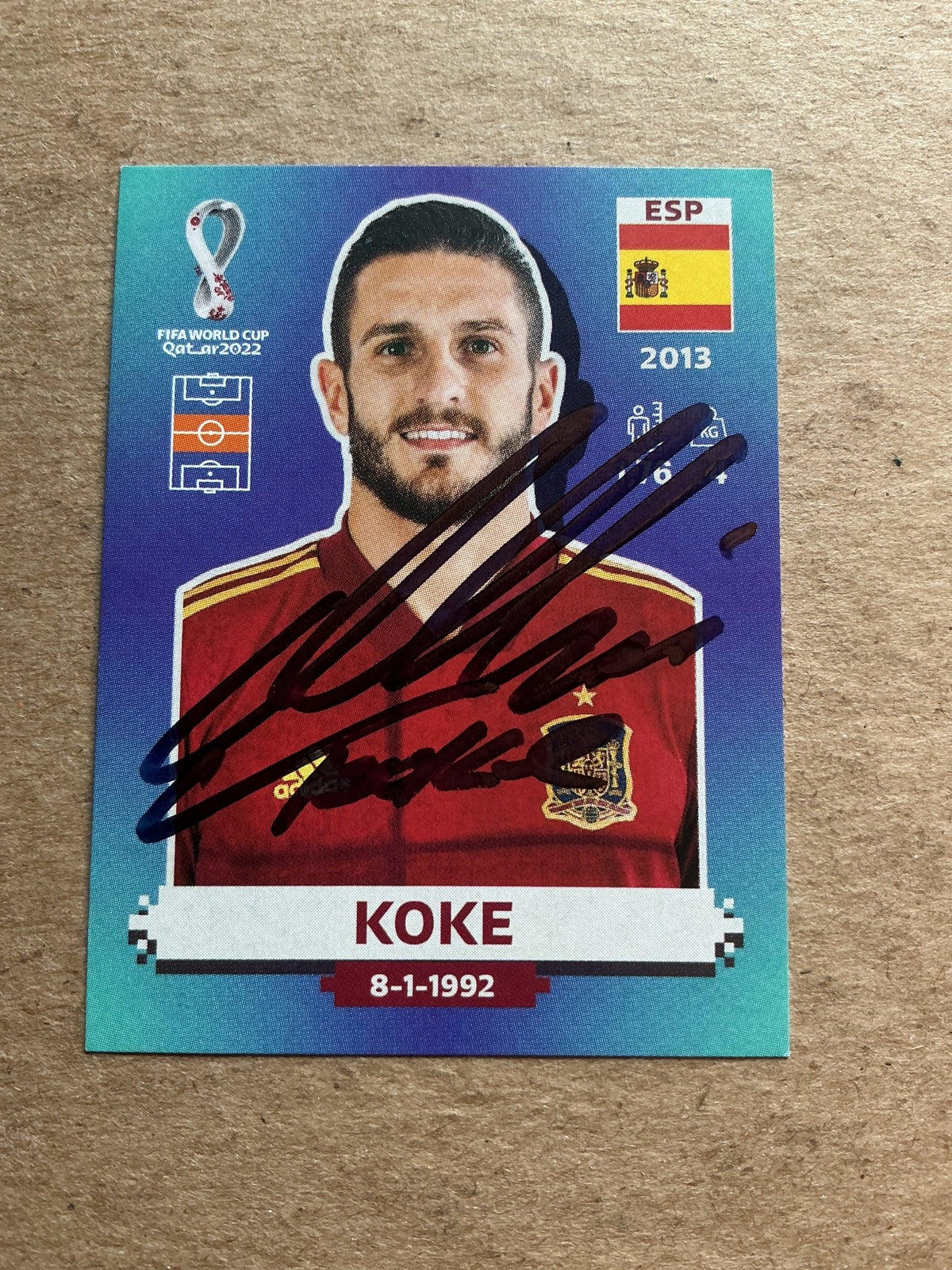 Koke, Spain 🇪🇸 FIFA World Cup 2022 Panini hand signed - Autographs-World