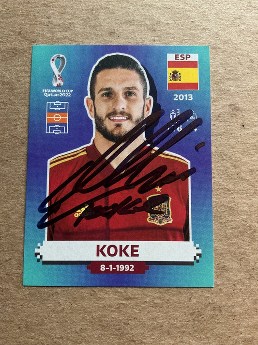 Koke, Spain 🇪🇸 FIFA World Cup 2022 Panini hand signed - Autographs-World