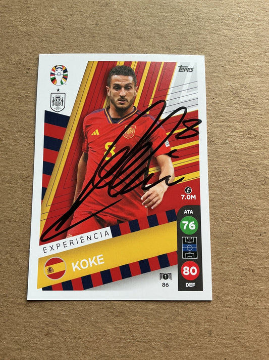 Koke, Spain 🇪🇸 UEFA Euro 2024 Topps hand signed - Autographs-World