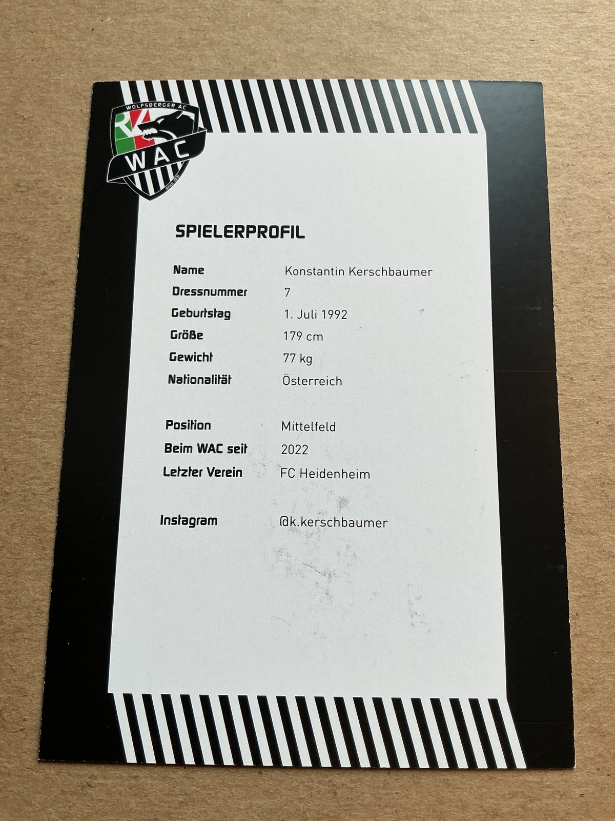 Konstantin Kerschbaumer, Austria 🇦🇹 Wolfsberger AC 2023/24 hand signed - Autographs-World