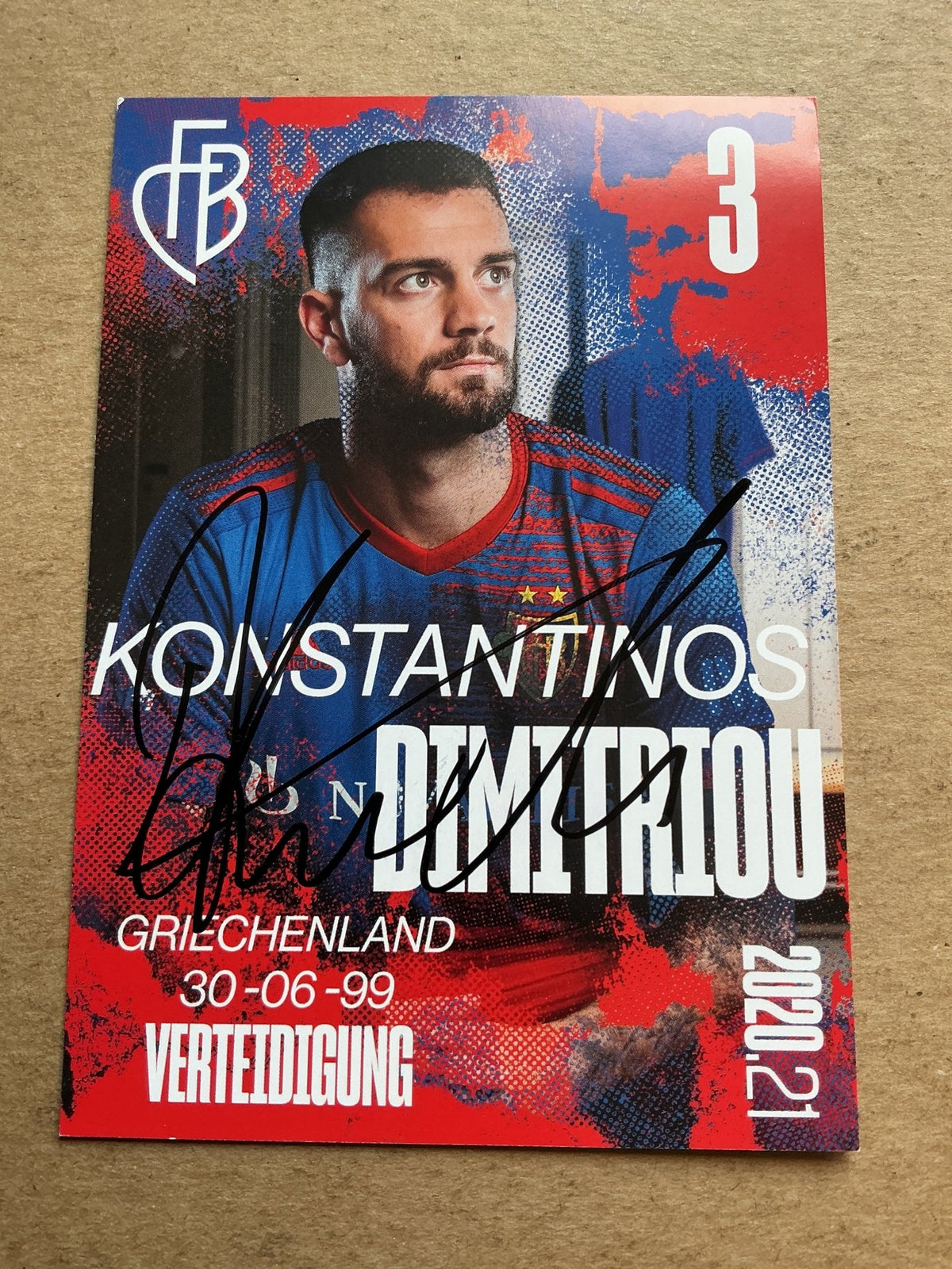 Konstantinos Dimitriou, Greece 🇬🇷 FC Basel 2020/21 hand signed - Autographs-World