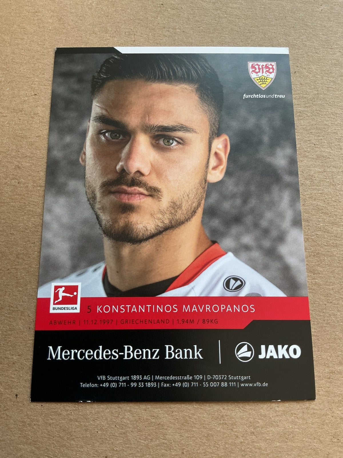 Konstantinos Mavropanos, Greece 🇬🇷 VfB Stuttgart 2021/22 hand signed - Autographs-World