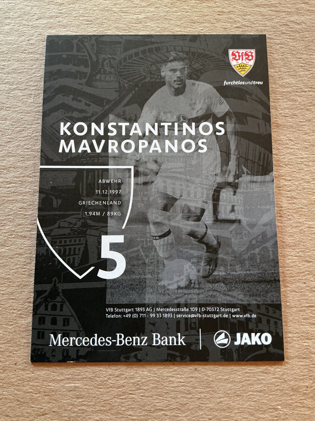 Konstantinos Mavropanos, Greece 🇬🇷 VfB Stuttgart 2022/23 hand signed - Autographs-World