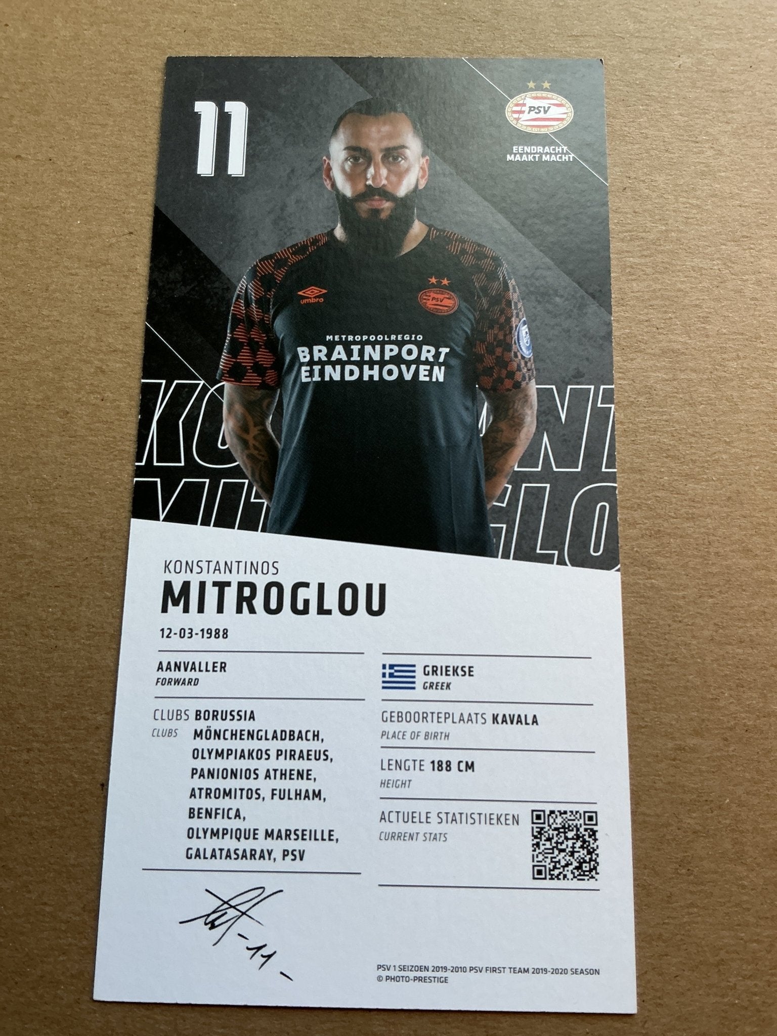 Konstantinos Mitroglou, Greece 🇬🇷 PSV Eindhoven 2019/20 hand signed - Autographs-World
