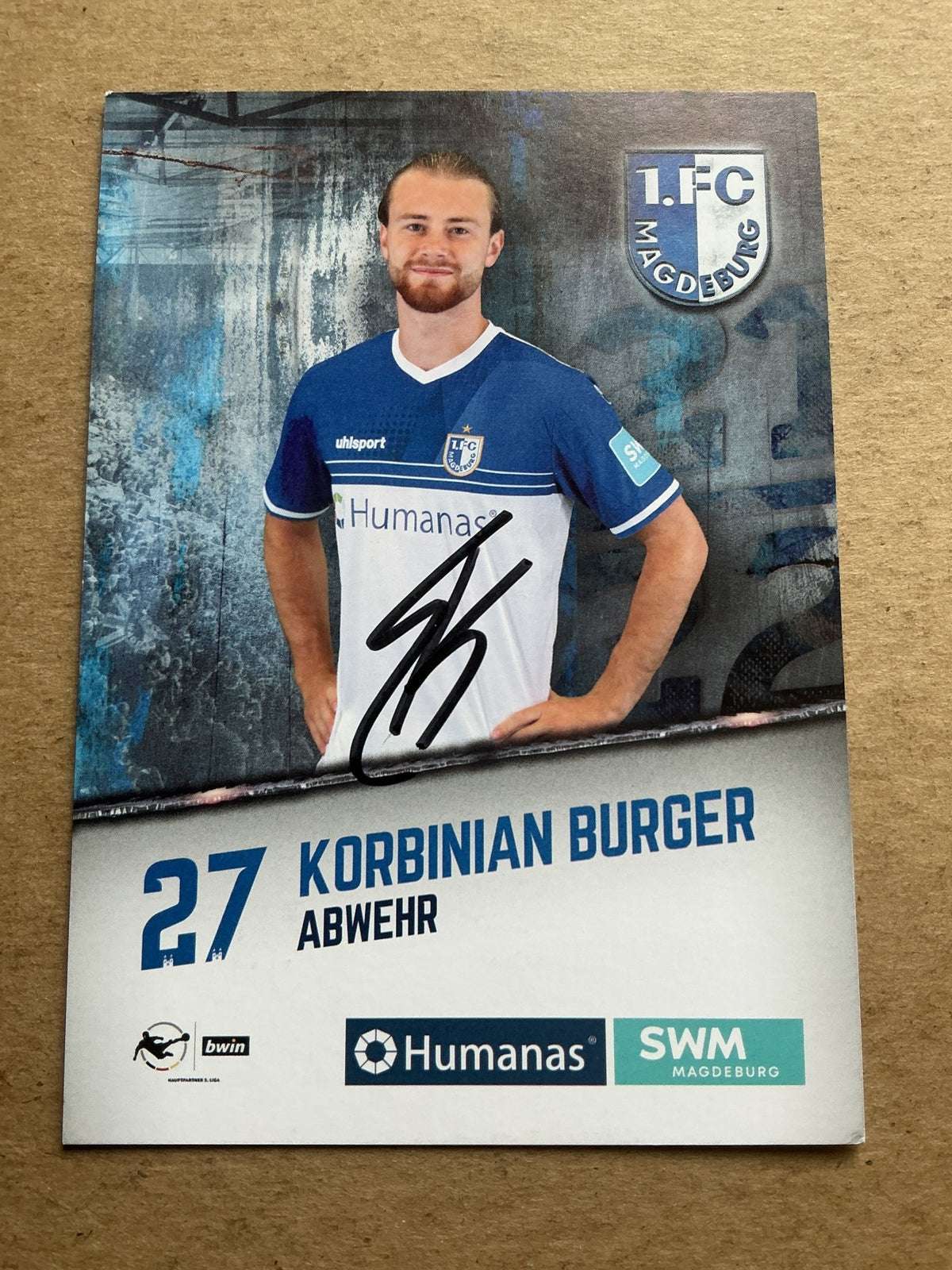 Korbinian Burger, Germany 🇩🇪 1.FC Magdeburg 2021/22 hand signed - Autographs-World