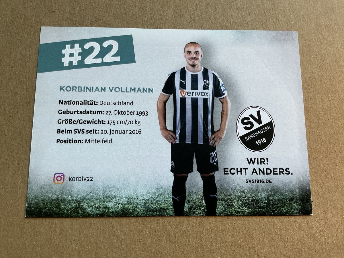 Korbinian Vollmann, Germany 🇩🇪 SV Sandhausen 2018/19 hand signed - Autographs-World