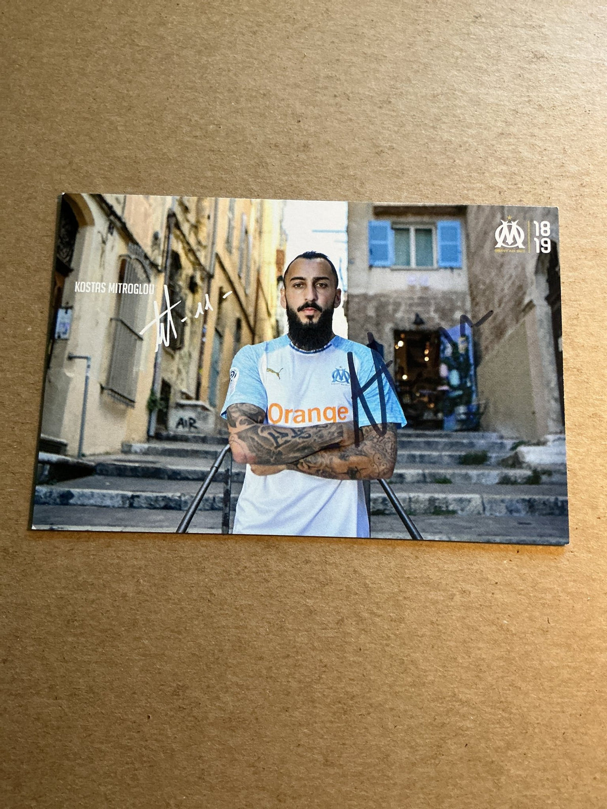 Kostas Mitroglu, Greece 🇬🇷 Olympique Marseille 2018/19 hand signed - Autographs-World