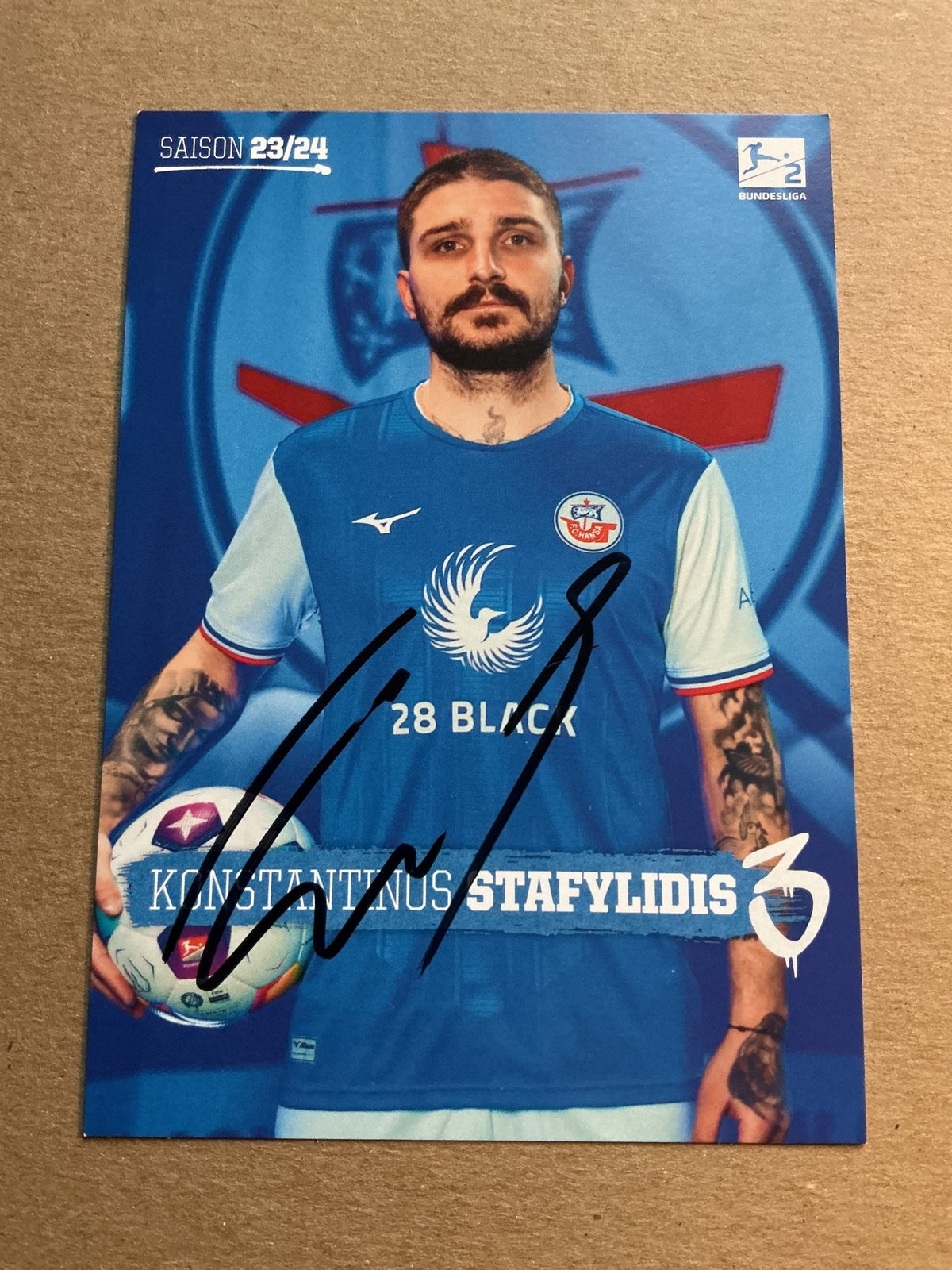 Kostas Stafylidis, Greece 🇬🇷 Hansa Rostock 2023/24 hand signed - Autographs-World