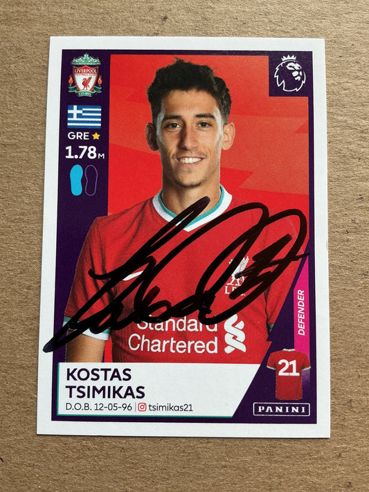 Kostas Tsimikas, Greece 🇬🇷 Liverpool FC 2021 Panini hand signed - Autographs-World