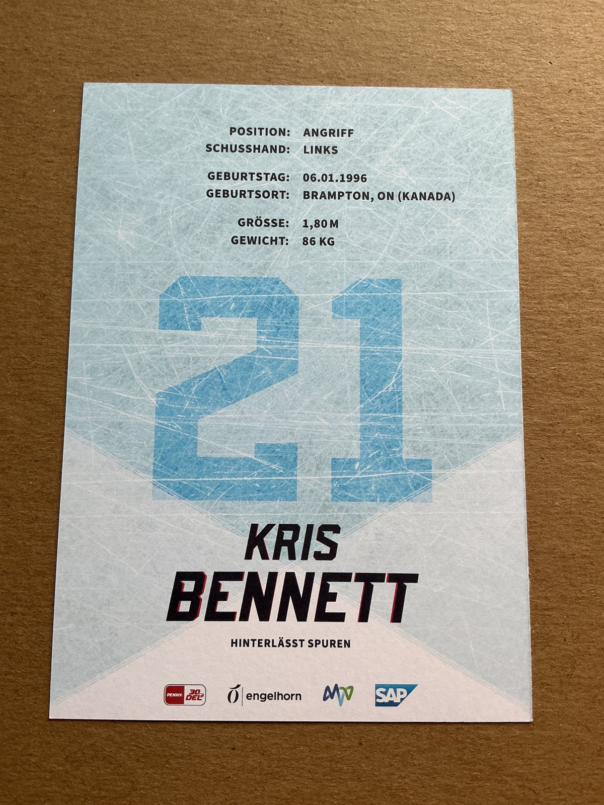 Kris Bennett, Canada 🇨🇦 Adler Mannheim 2023/24 hand signed - Autographs-World