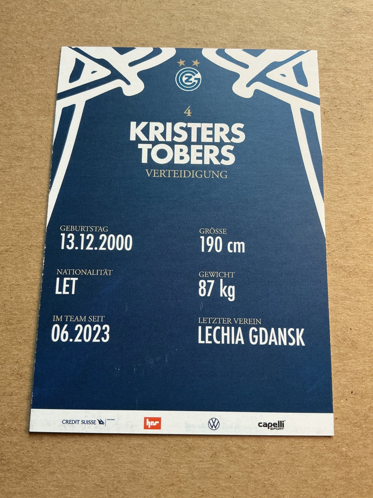 Kristers Tobers, Latvia 🇱🇻 Grasshopper Club Zürich 2023/24 hand signed - Autographs-World