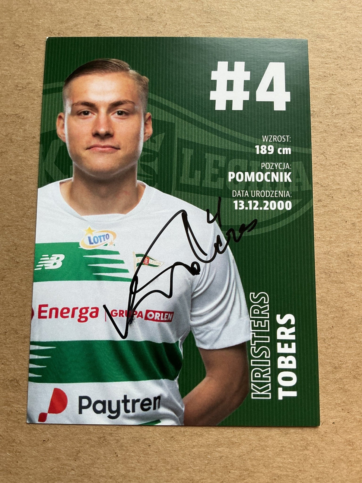 Kristers Tobers, Latvia 🇱🇻 Lechia Gdansk 2020/21 hand signed - Autographs-World