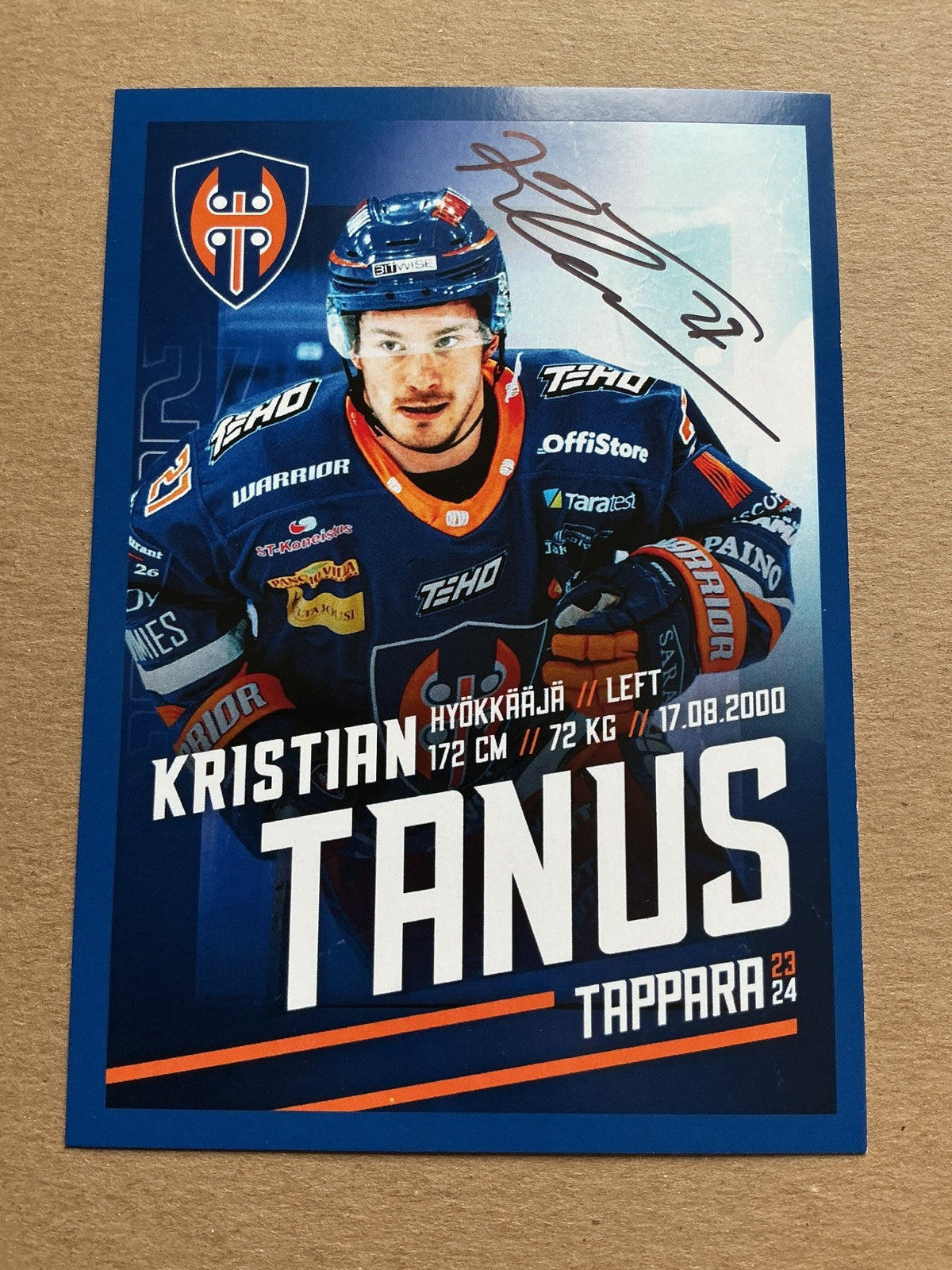 Kristian Tanus, Finland 🇫🇮 Tappara Tampere 2023/24 hand signed - Autographs-World