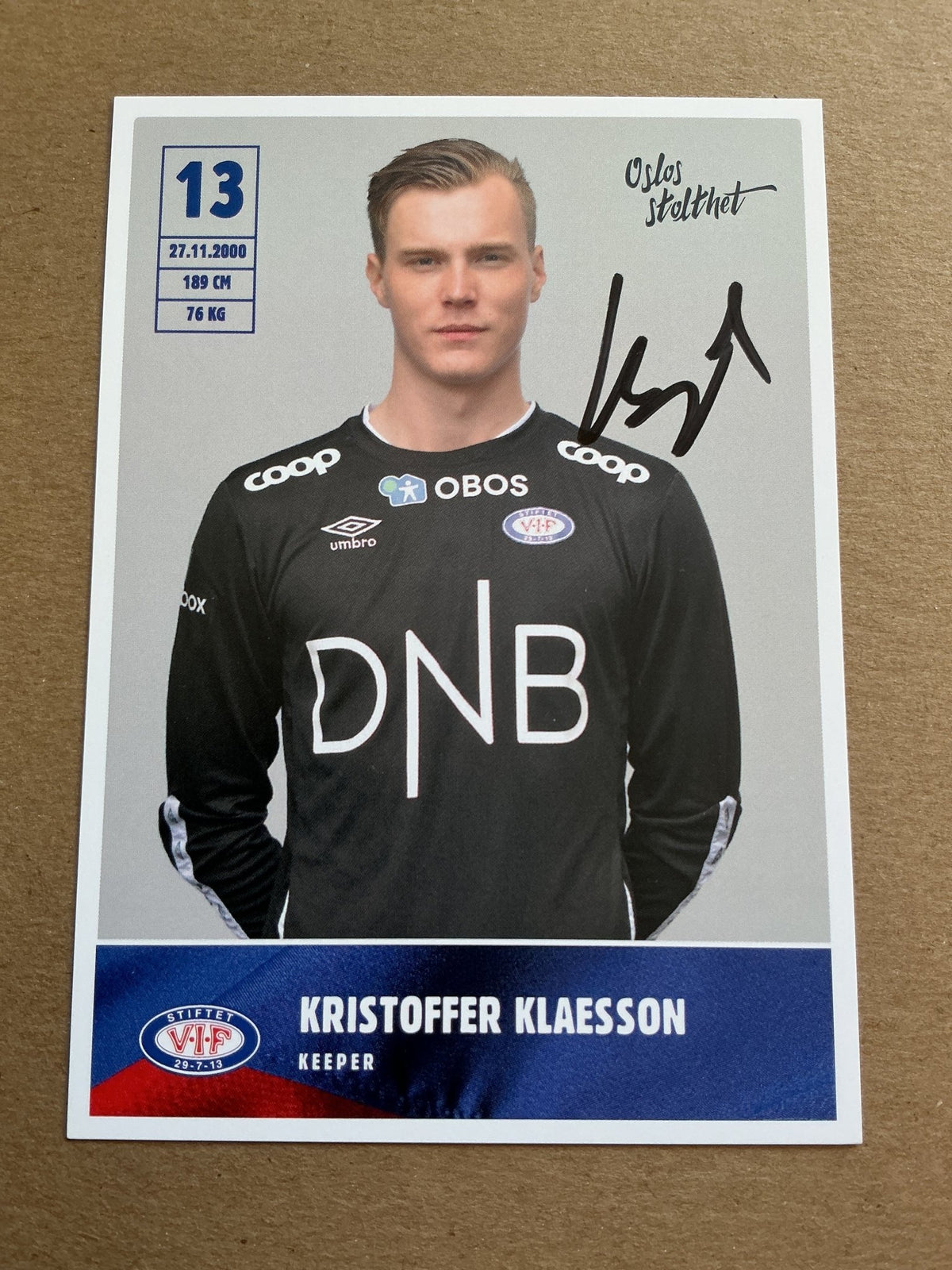 Kristoffer Klaesson, Norway 🇳🇴 Vålerenga IF 2020/21 hand signed - Autographs-World