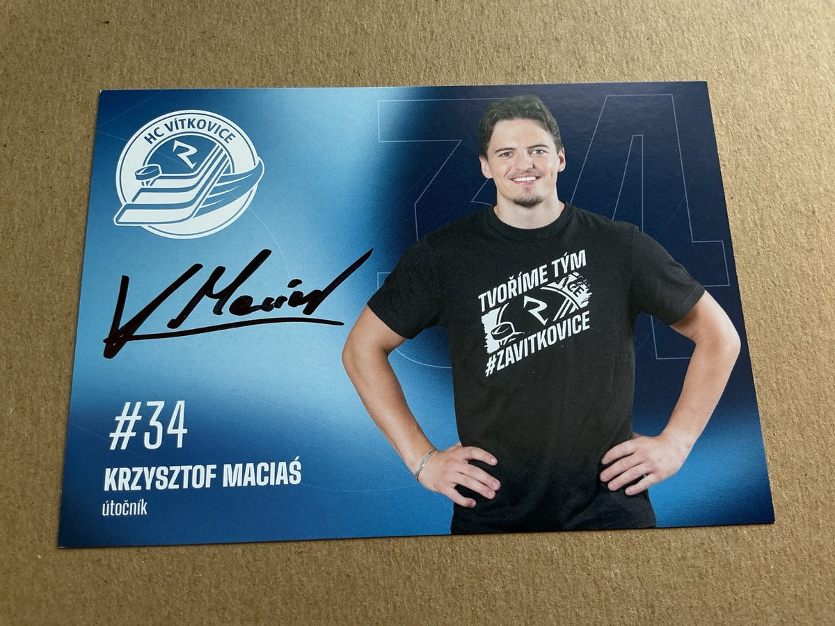 Krzysztof Maciaś, Poland 🇵🇱 HC Vítkovice 2025/26 hand signed - Autographs-World