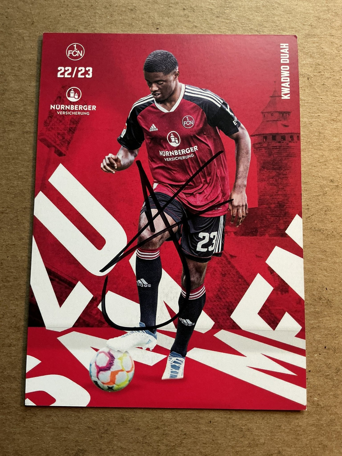 Kwadwo Duah, Switzerland 🇨🇭 1.FC Nürnberg 2022/23 hand signed - Autographs-World