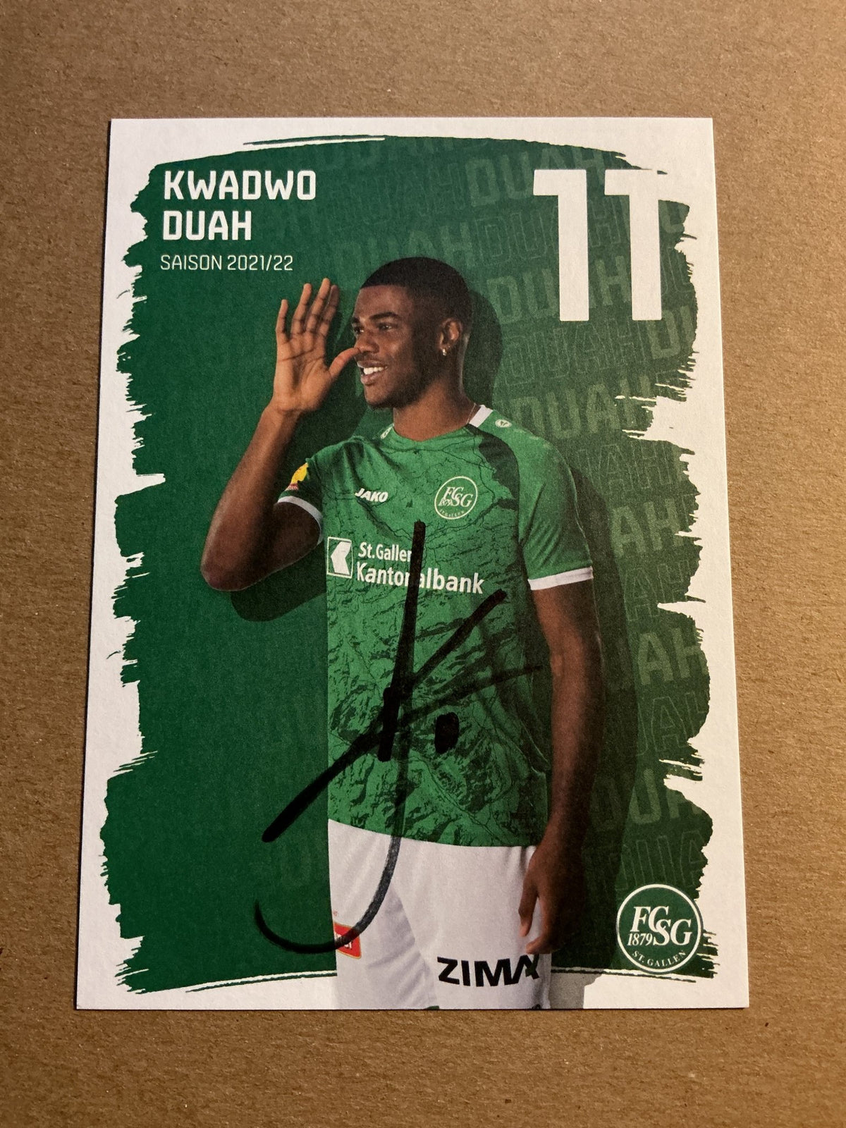 Kwadwo Duah, Switzerland 🇨🇭 FC St. Gallen 2021/22 hand signed - Autographs-World
