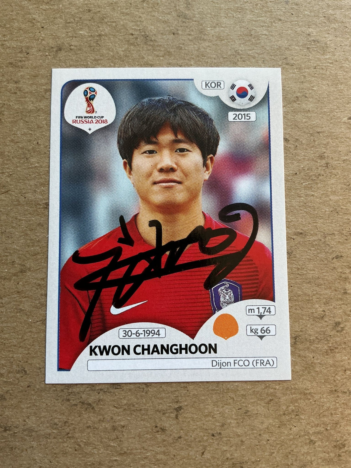 Kwon Changhoon, South Korea 🇰🇷 FIFA World Cup 2018 Panini hand signed - Autographs-World