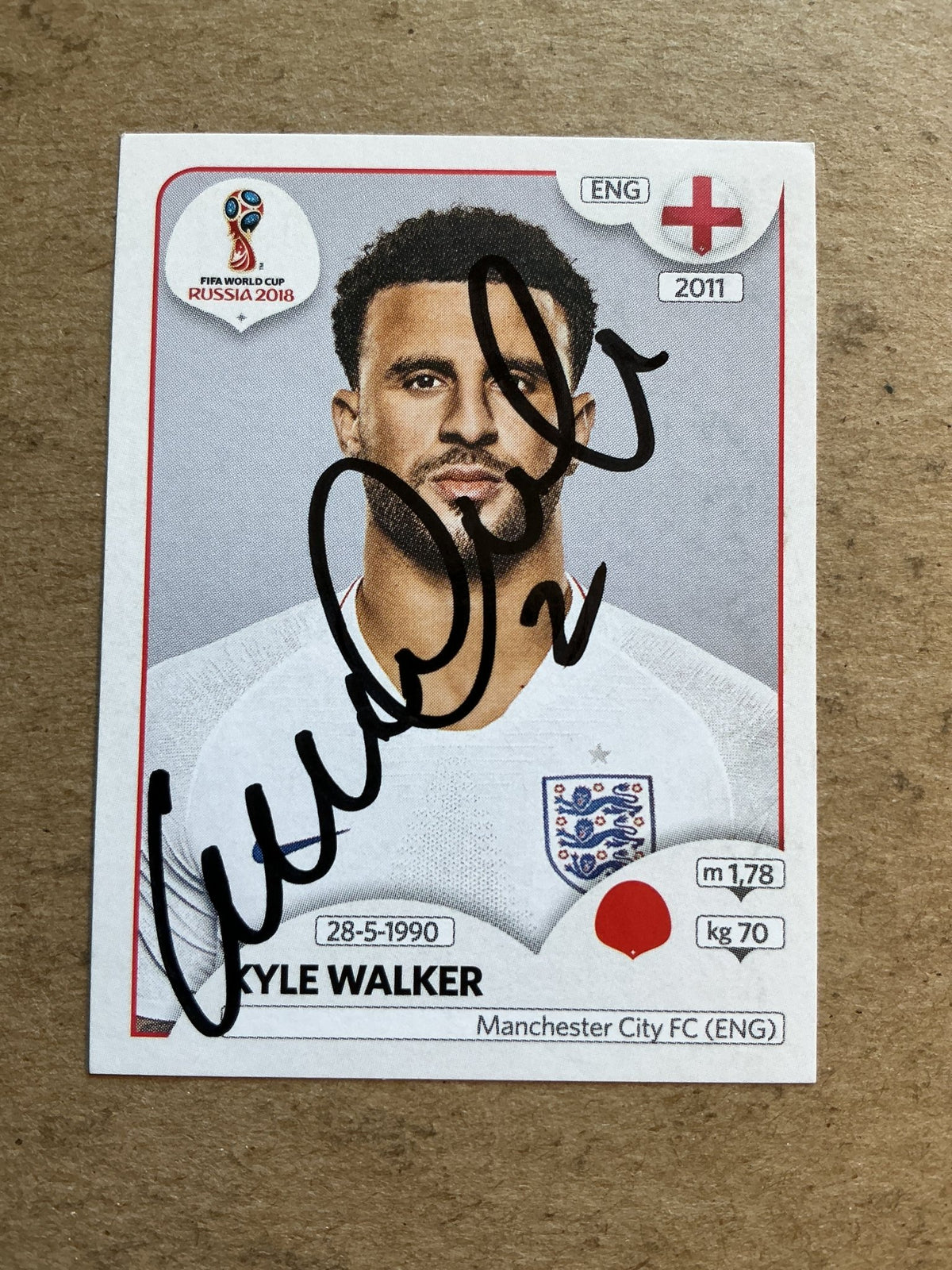 Kyle Walker, England 🏴󠁧󠁢󠁥󠁮󠁧󠁿 FIFA World Cup 2018 Panini hand signed - Autographs-World