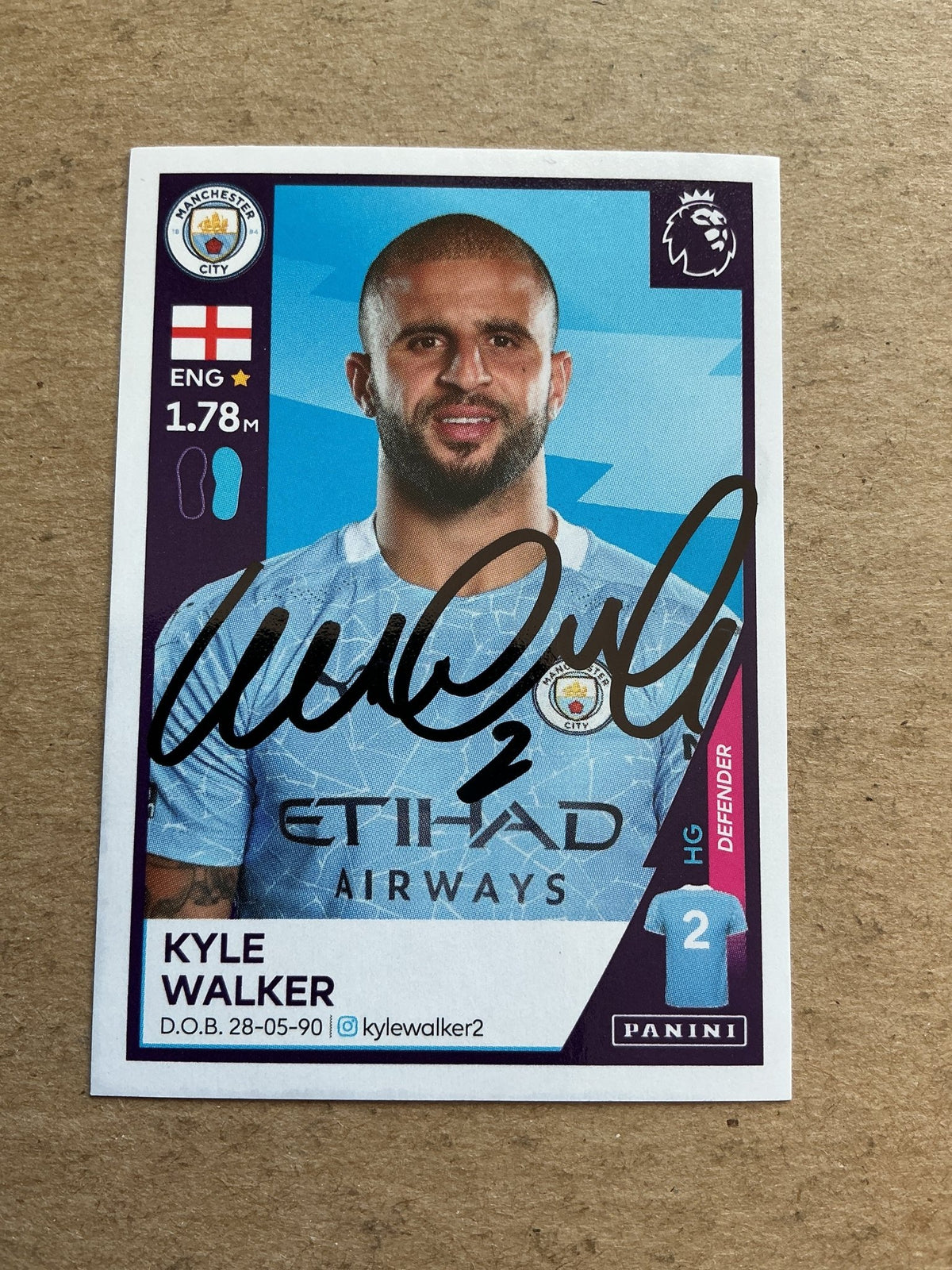 Kyle Walker, England 🏴󠁧󠁢󠁥󠁮󠁧󠁿 Manchester City 2021 Panini hand signed - Autographs-World