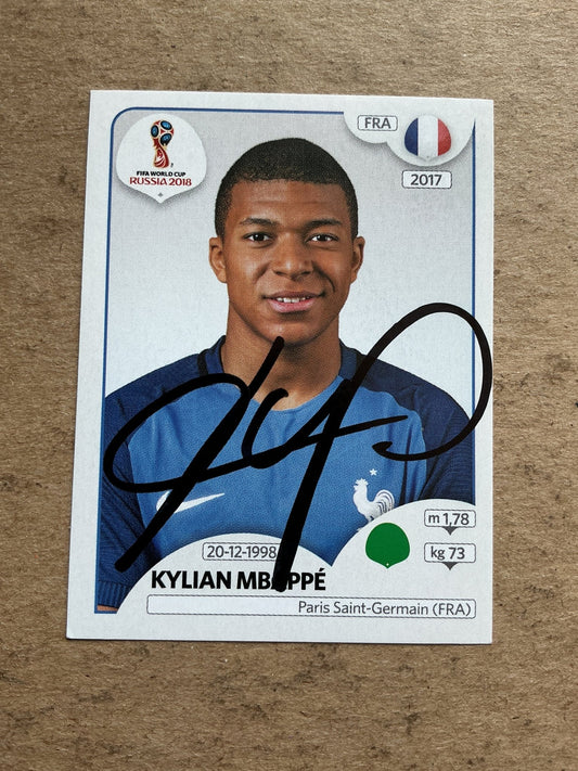 Kylian Mbappé, France 🇫🇷 FIFA World Cup 2018 Panini hand signed - Autographs-World