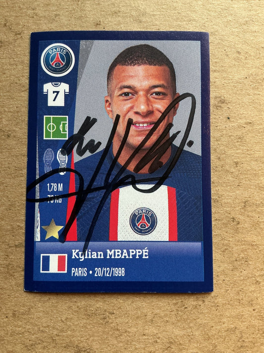 Kylian Mbappé, France 🇫🇷 Paris Saint-Germain 2023 Panini hand signed - Autographs-World