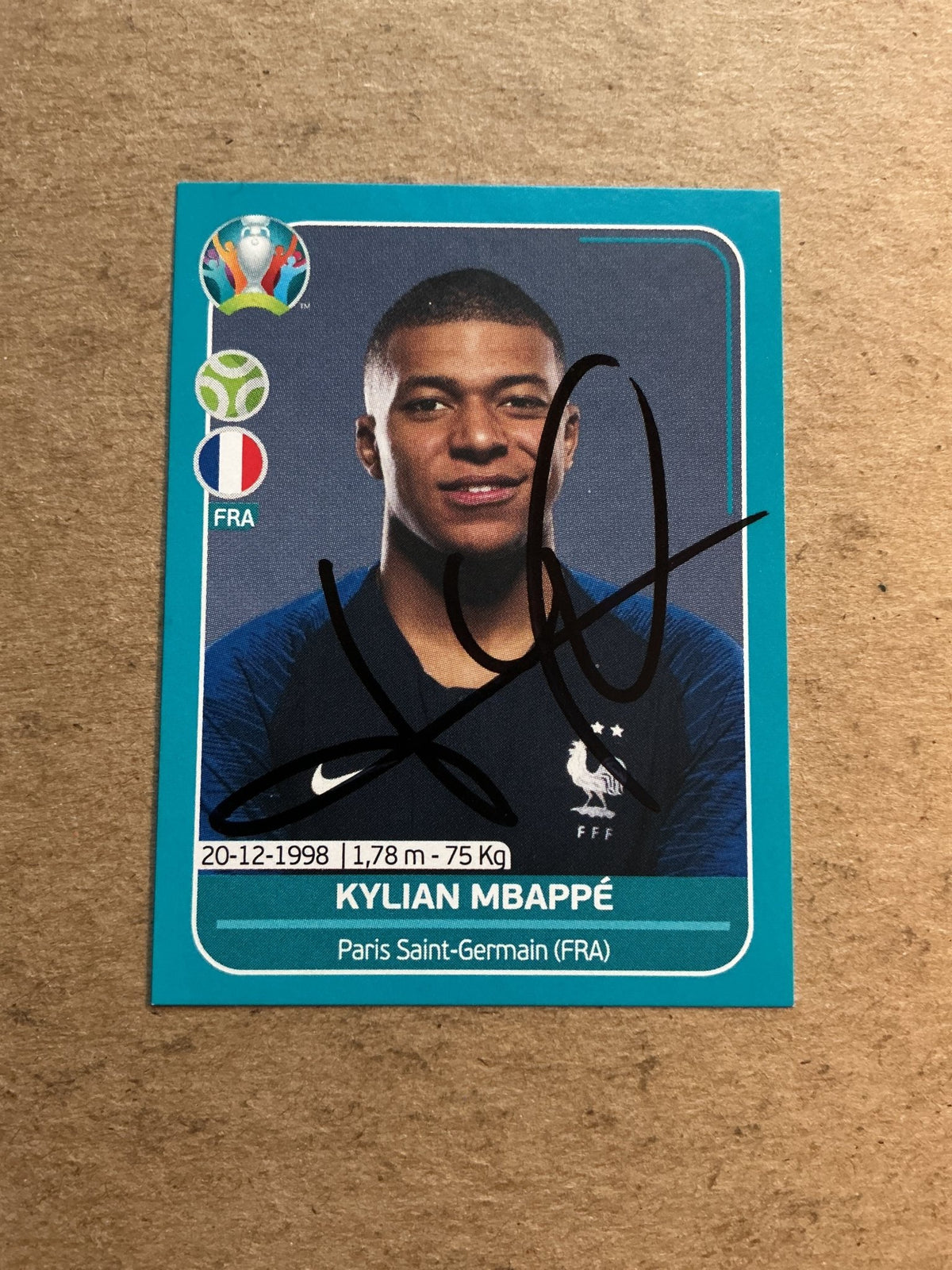 Kylian Mbappé, France 🇫🇷 UEFA Euro 2020 Panini hand signed - Autographs-World