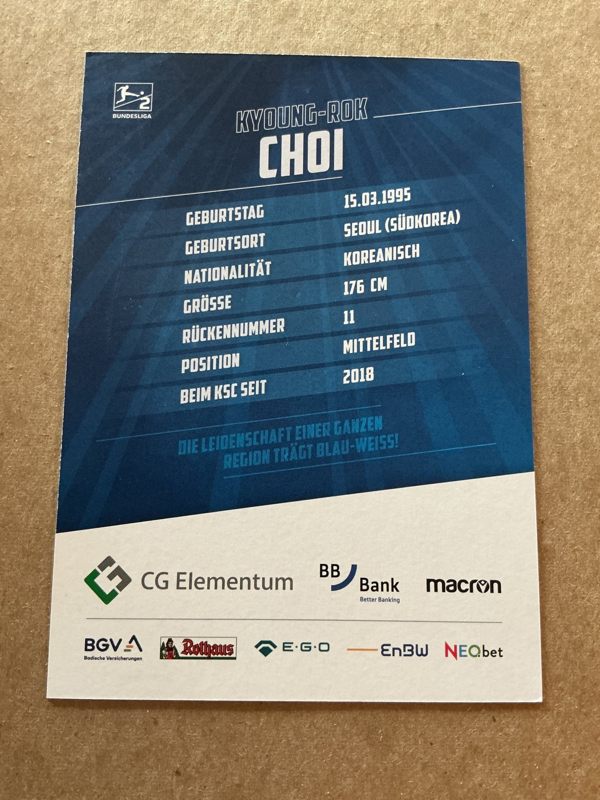 Kyoung-Rok Choi, South Korea 🇰🇷 Karlsruher SC 2021/22 hand signed - Autographs-World