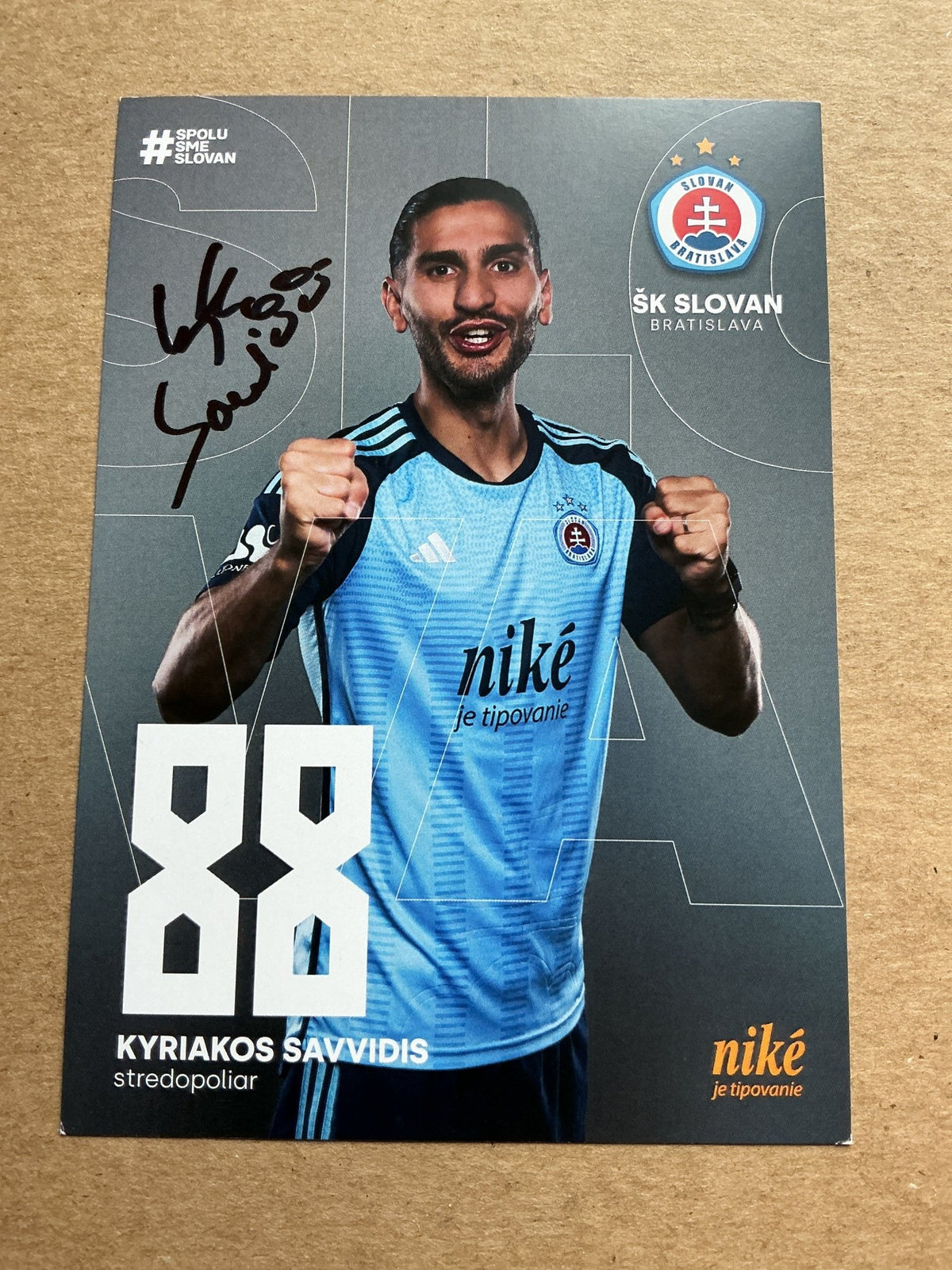 Kyriakos Savvidis, Greece 🇬🇷 SK Slovan Bratislava 2024/25 hand signed - Autographs-World