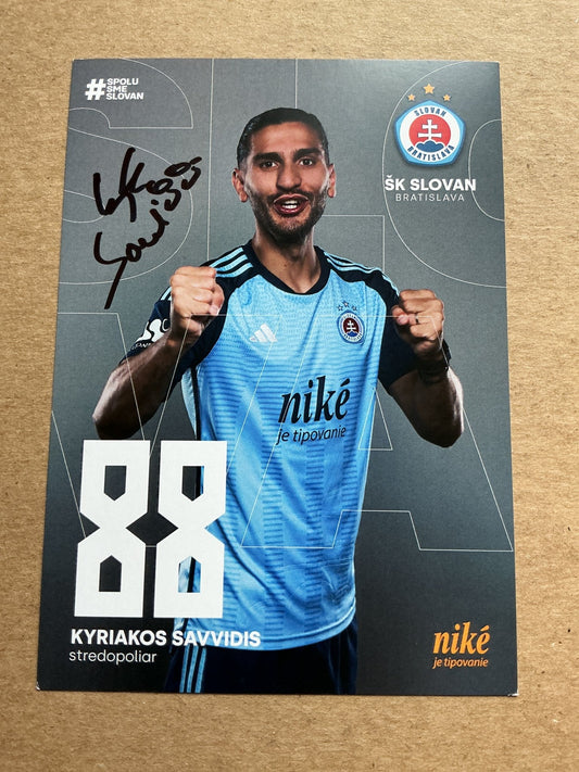 Kyriakos Savvidis, Greece 🇬🇷 SK Slovan Bratislava 2024/25 hand signed - Autographs-World