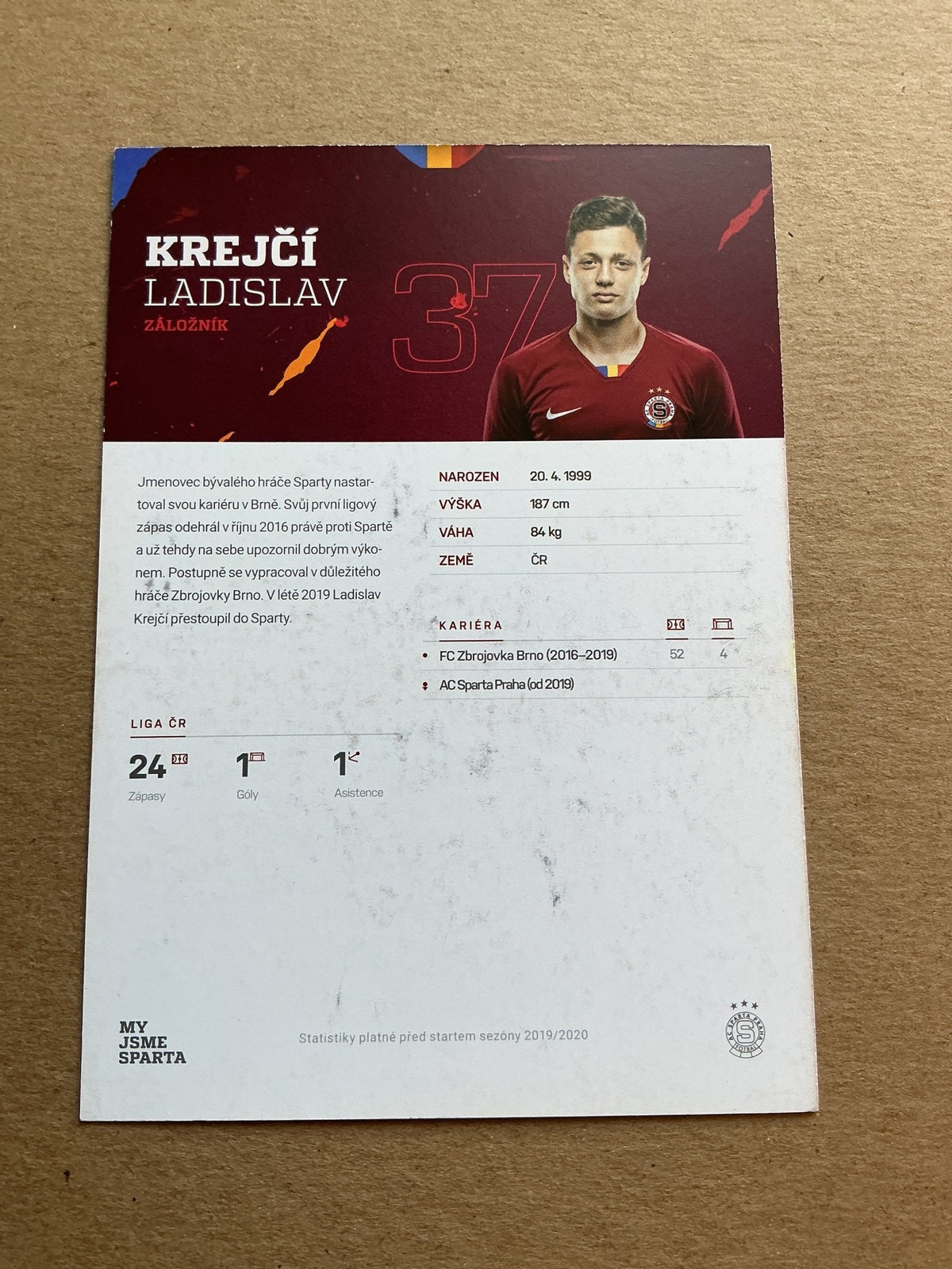 Ladislav Krejči, Czech Republic 🇨🇿 AC Sparta Prague 2019/20 hand signed - Autographs-World