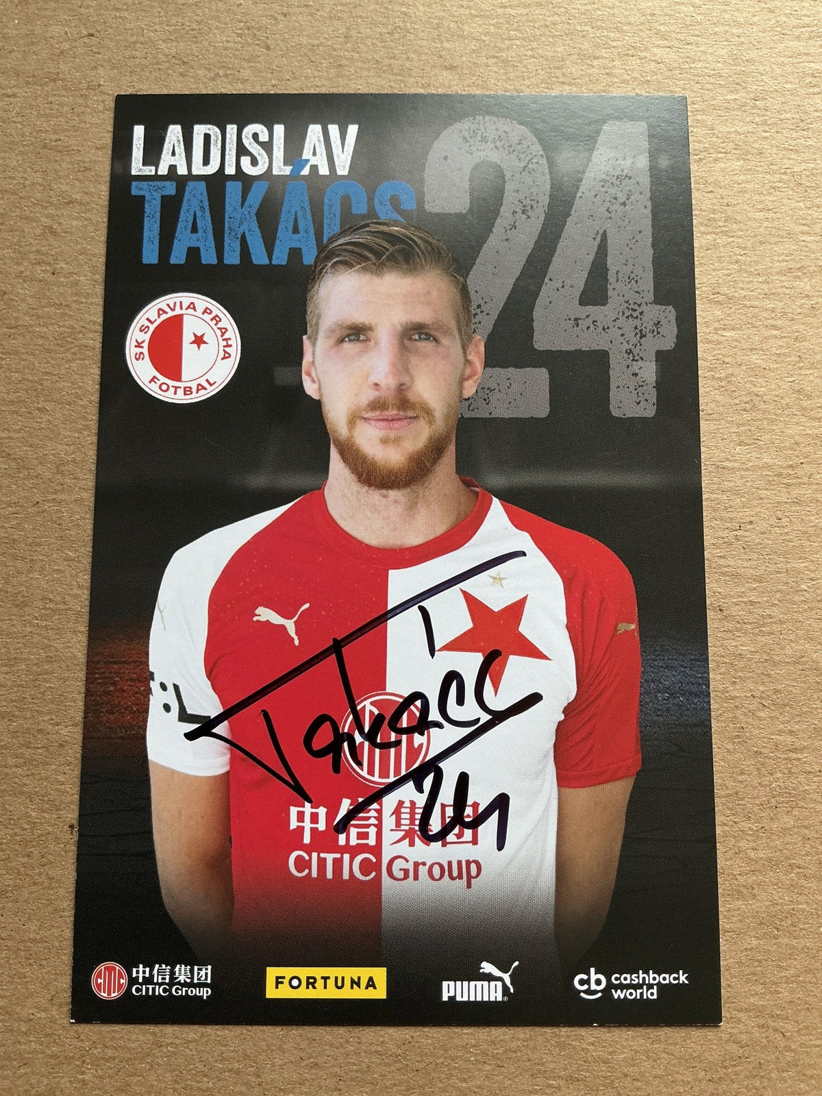 Ladislav Takács, Czech Republic 🇨🇿 SK Slavia Prague 2019/20 hand signed - Autographs-World