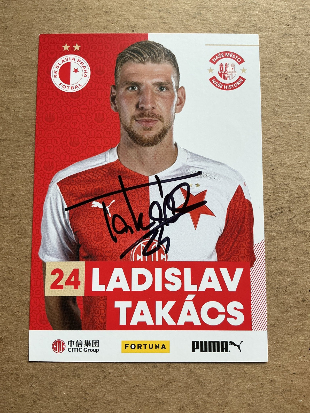 Ladislav Takács, Czech Republic 🇨🇿 SK Slavia Prague 2020/21 hand signed - Autographs-World
