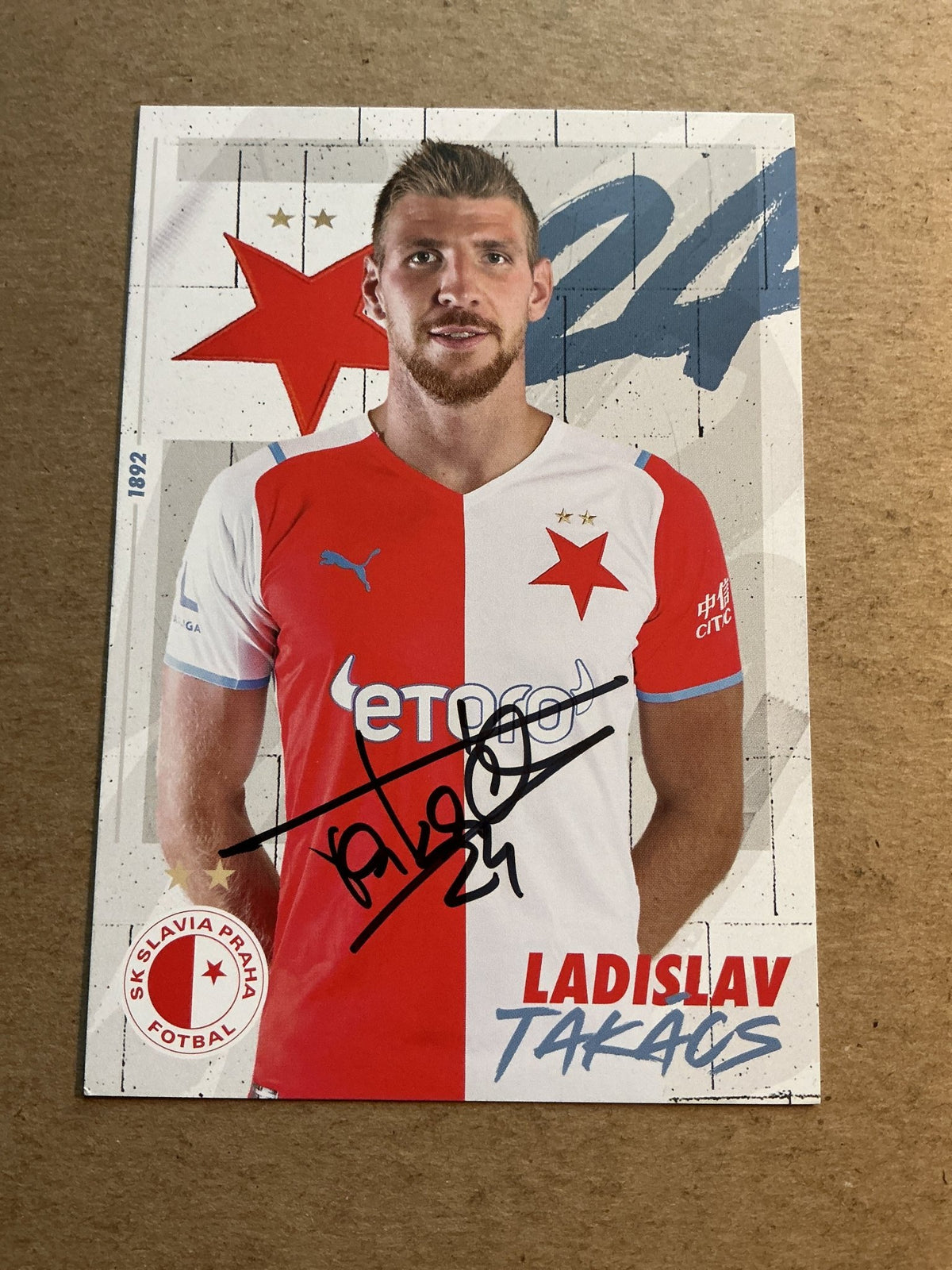 Ladislav Takáus, Czech Republic 🇨🇿 SK Slavia Prague 2021/22 hand signed - Autographs-World
