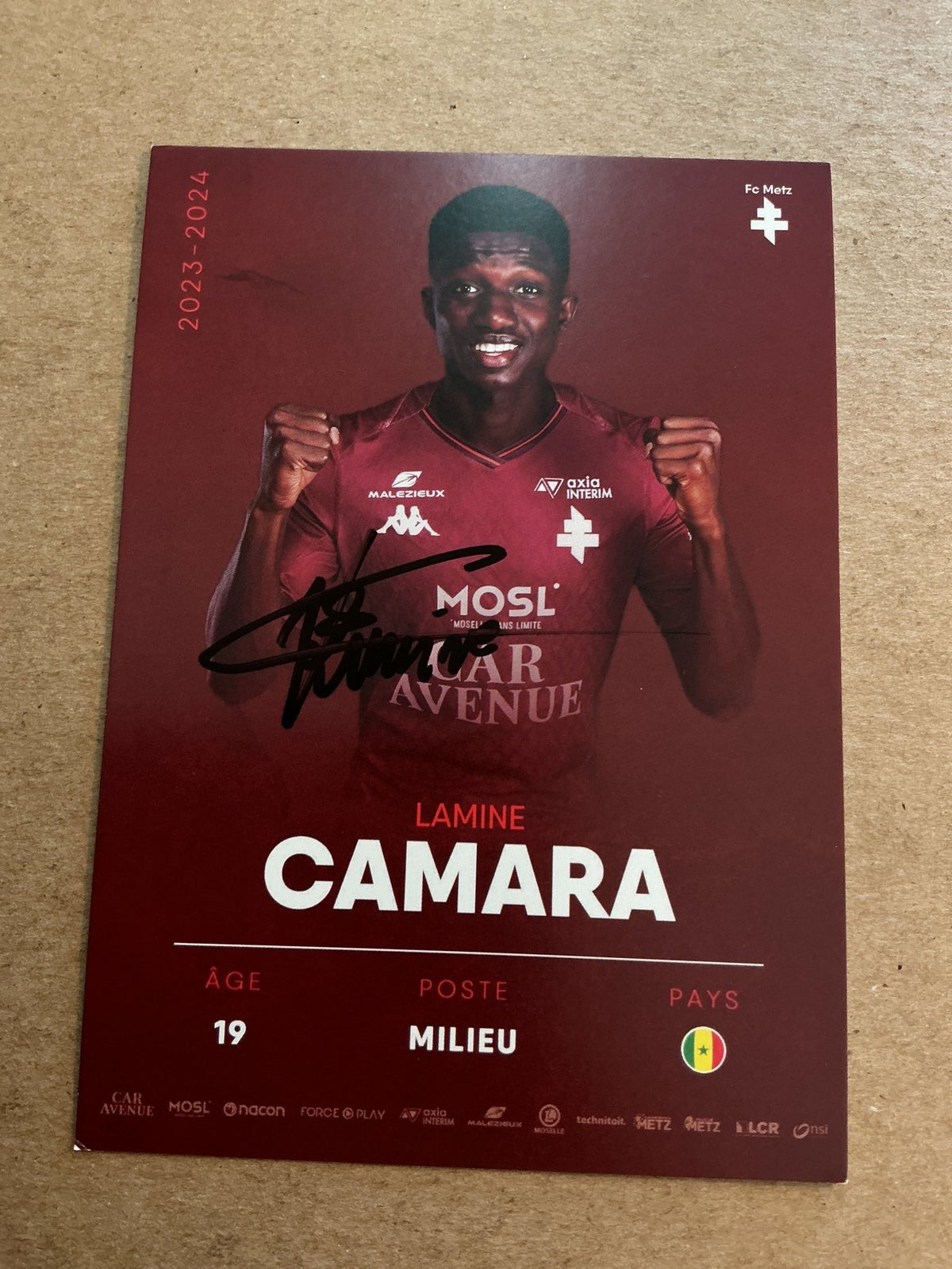 Lamine Camara, Senegal 🇸🇳 FC Metz 2023/24 hand signed - Autographs-World